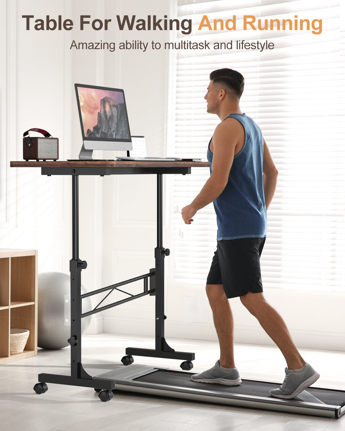 Amztabler Mobile Standing Desk for Walking Pad and Treadmill – Multitask While Walking or Running at Home
